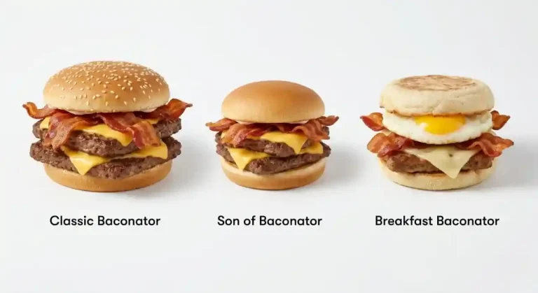 Wendy's Baconator Price, Calories, and Full Guide (2026) 3 The Wendy's Baconator family showing the classic Baconator, Son of Baconator and Breakfast Baconator side by side