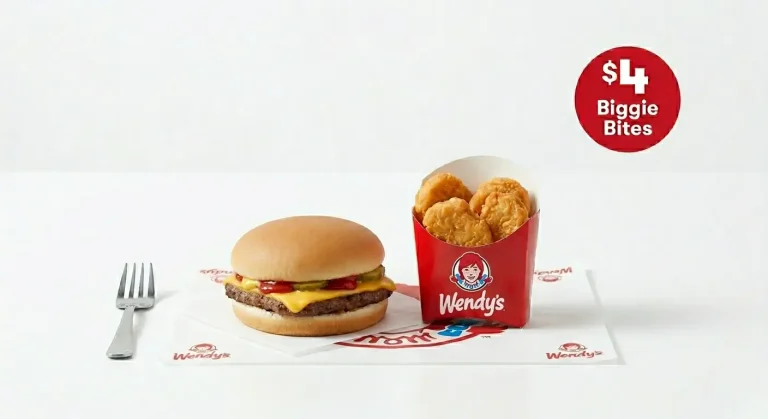Wendy's Biggie Deals: Full Guide to $4, $6, and $8 Options 2 Wendy's $4 Biggie Bites showing Jr. Cheeseburger and 4-piece nuggets