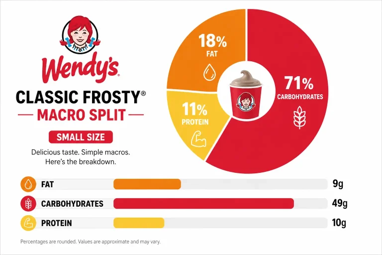 Wendy's Frosty Nutrition: Full Calorie and Macro Guide (2026) 2 Wendy's Frosty macro breakdown pie chart