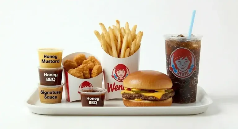 Wendy's 4 for $4: What's in It, Price, and Calories (2026) 1 Wendy's 4 for $4 meal deal with Jr. Cheeseburger, nuggets, fries, and drink