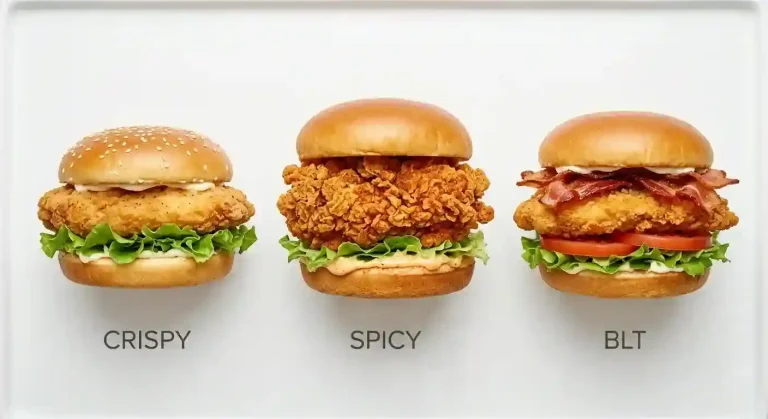 Wendy's Crispy Chicken Sandwich: Price, Calories and Full Guide (2026) 2 Wendy's crispy chicken sandwich, spicy chicken sandwich and crispy chicken BLT side by side