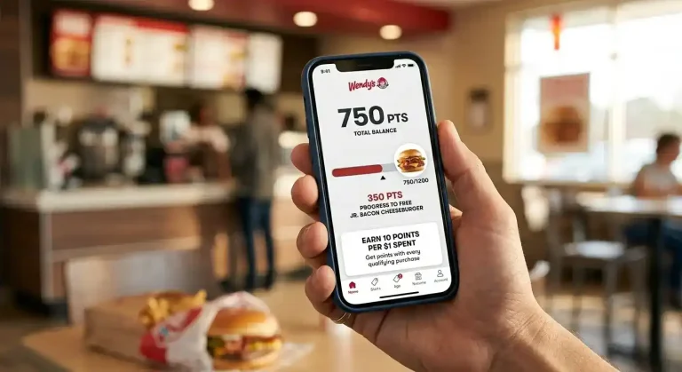 Wendy's Deals: Every Way to Save Money in 2026 2 Wendy's Rewards app screen showing 750 points and 10 points per dollar earn rate