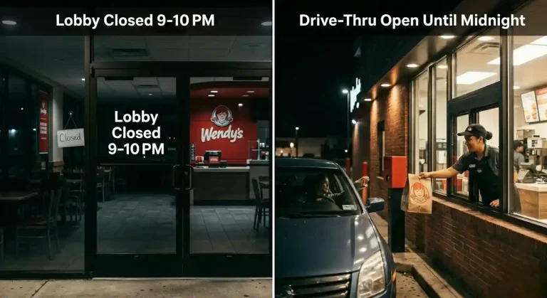 Wendy's Drive-Thru Hours: Full Schedule and Late-Night Guide (2026) 2 Wendy's dine-in lobby closed at 10:30 PM versus drive-thru